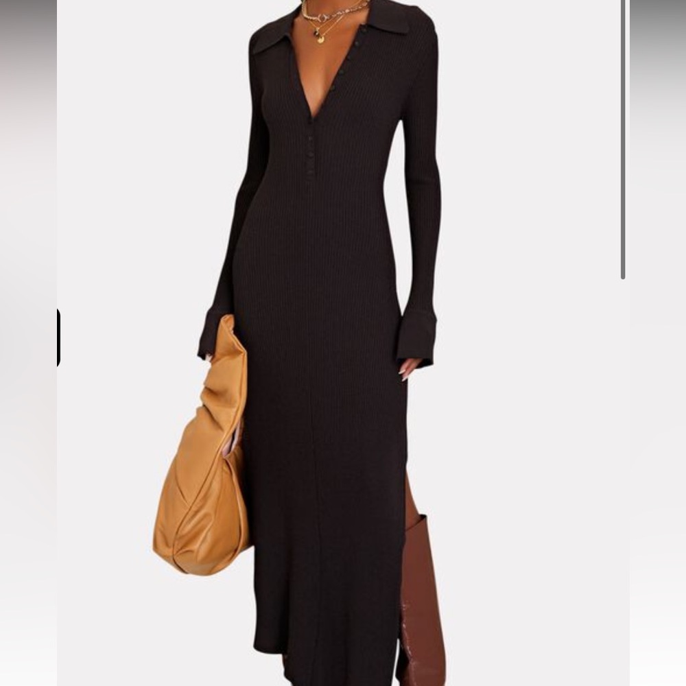 NOW ON TRR!  A.L.C Lance ribbed knit midi dress dark brown BNWOT